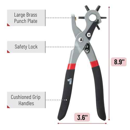 UNCO Leather Hole Punch Tool - Multi Size Punch for Belts & Leather - Belt Punch for Leatherwork