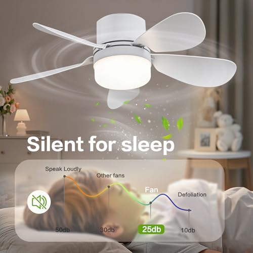 16.54 Inch E26 Socket Fan Light with Remote Control, Dimmable LED & 3-Speed Ceiling Fan for Bedroom & Kitchen
