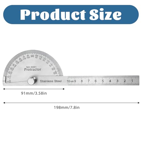 Stainless Steel Protractor Ruler 0-180° Angles 10 cm Bevel Gauge – Exircy
