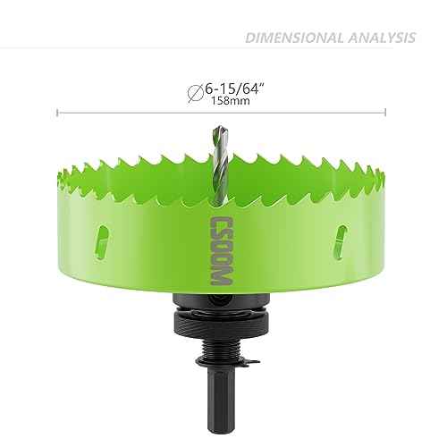 CSOOM Upgraded Bi-Metal Hole Saw Drill Bit, Hole Drilling Cutter, Ideal for Plastic, Wood, Plywood, Thin Steel Sheets, and Thin Aluminum Sheets£¨158mm|6-15/64"£©.