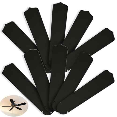 10Pcs Replacement Fan Blades for 42 52 Ceiling Fan Waterproof Weatherproof Fan Blades Replacement for Broken Substitution Replacing Indoor Outdoor Summer(Black,42 Inch)