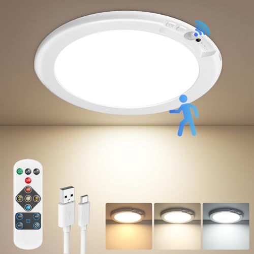 Bairth 7-Inch Rechargeable Motion Sensor Ceiling Light 8000mAh, 3 CCT Modes
