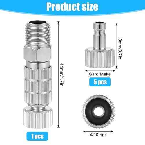 6 Pack Airbrush Quick Release Disconnect Adapter Release Disconnect Fitting Connector Male and Female Connections Adapter Adjustable Control Valve Airbrush Accessories