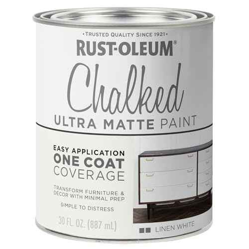 Rust-Oleum Linen White Chalked All-in-One Ultra Matte Paint | One Coat Coverage | No Primer, Sanding, Or Topcoat Needed | Easy Clean Up | Made in USA | 30 OZ