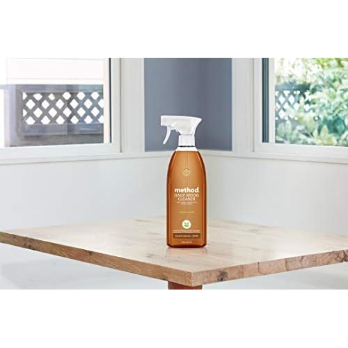 Method Daily Wood Cleaner, Almond, Plant-Based Formula That Cleans Shelves, Tables and Other Wooden Surfaces While Removing Dust & Grime, 28 oz Spray Bottles, (Pack of 1)