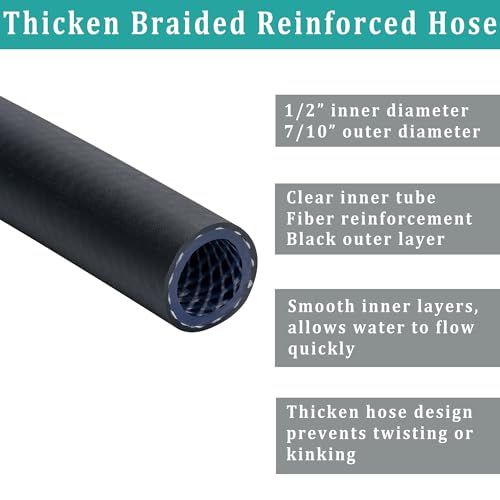 5FT Black Dehumidifier Drain Hose with 3/4” Brass FHT Connector - Rustproof & Leak-Proof