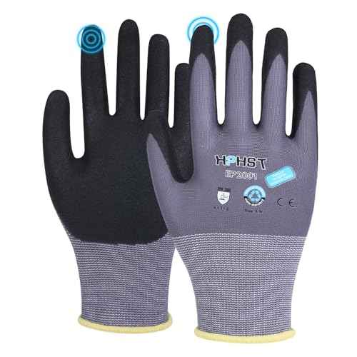 Work Gloves, Eco Friendly Spandex Liner Nitrile Coated Safety Gloves, EP2001 Grey 12 Pairs