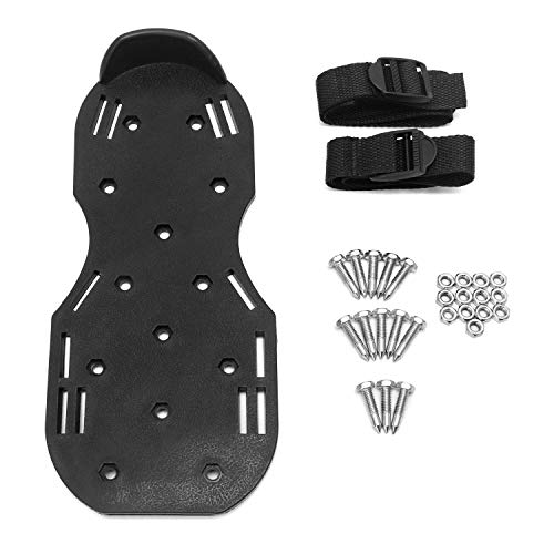 QWORK Green & Black Spiked Shoes with 3/4” Short Spikes for Epoxy & Floor Cover Installation (Pair) — Short Spikes Version