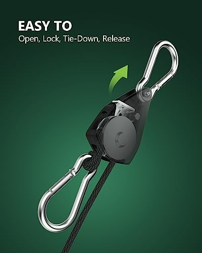 4-Pack Heavy Duty 1/8" Rope Hanger with Ratchet Tie Down Straps - STAYGROW