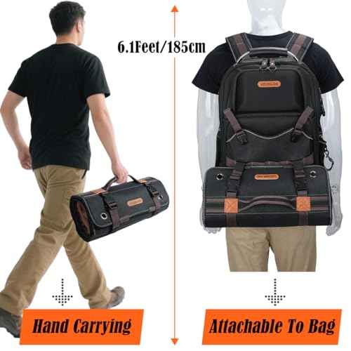 WELKINLAND 23-Pocket Canvas Tool Roll, Heavy-Duty Tool Wrap Roll, Waterproof Canvas Roll Up Tool Bag, 14'' Tool Roll Bag Organizers, Easy-Access Screwdriver Roll Up Pouch