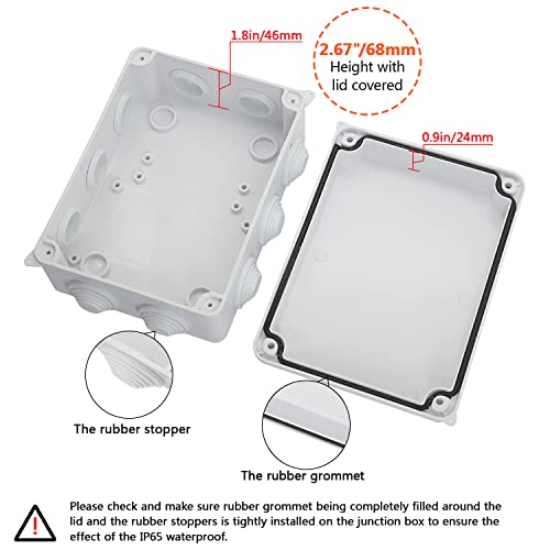 LeMotech ABS Plastic Dustproof Waterproof IP65 Junction Box Universal
