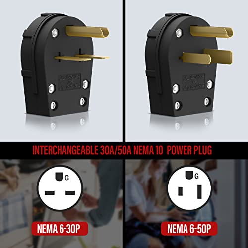 ENERLITES NEMA 6-30P/50P Heavy-Duty Straight Blade Angle Plug 30/50A 250V Black
