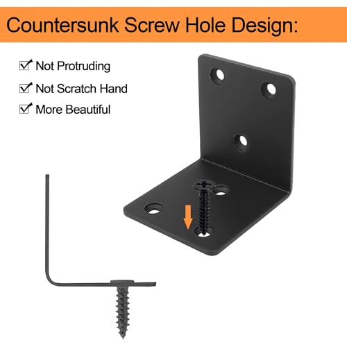 YIKORLO Black 2x2 Inch Heavy Duty L-Shaped Corner Brackets - Pack of 30