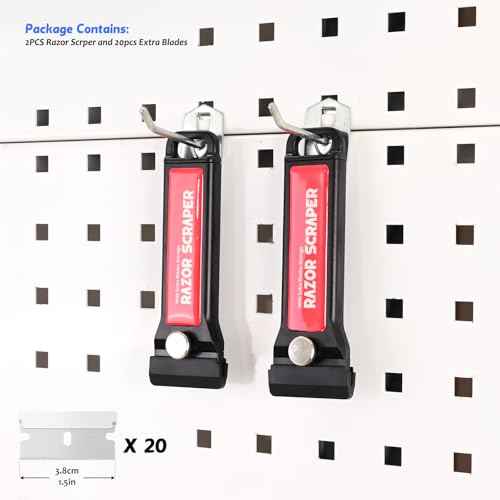 EHDIS 2PCS Razor Blade Scraper Tool with Blade Storage Box with 20pcs Extra Metal Blades for Glass,Stove,Oven Door, Cooktop Paint Cleaning