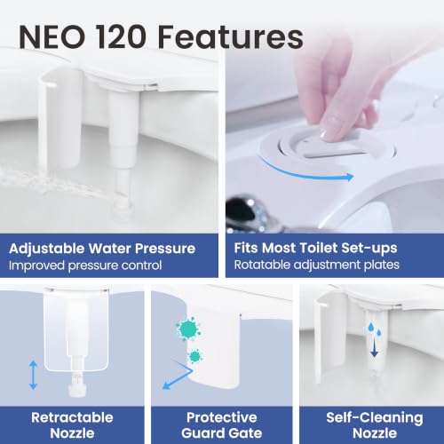 LUXE Bidet NEO 120 White Bidet Attachment for Toilet Seat, Hygienic & Eco-Friendly