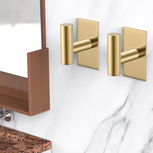 VAEHOLD Heavy Duty Waterproof Wall Mount Towel Hooks 4 Pack - Gold