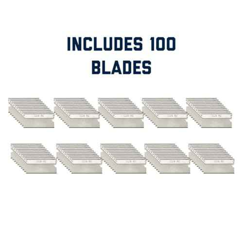 Single Edge Aluminum Backed Razor Utility Blades with Display - 100-Pack - .009" Made of High Carbon Steel for Edge Flexibility and Durability - APBL-7065