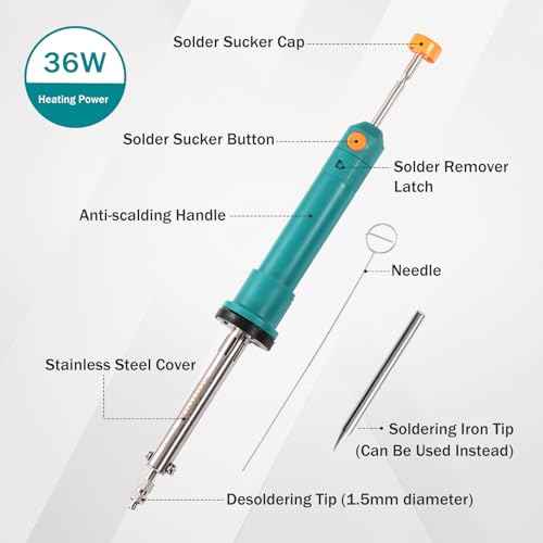 Electric Desoldering Pump & Soldering Iron Kit, 2-in-1 Solder Sucker Tool, 36W, Heatproof Handle, Desoldering Gun & Soldering Iron Combo for Electronic Repair & DIY Projects (EDS-92)