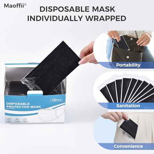 4-Ply Filter Individually Wrapped Disposable Face Mask Soft Earloops Latex-free Adults Daily Protection Large 50 Pack