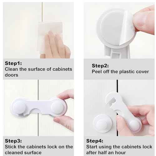 8 Pack Cabinet Door Locks for Baby Proof and Child Safety Cabinet Locks with Adhesive Childproof Door Latch Child Safety Locks for Kitchen Drawer Cupboards Fridge Closet Pantry