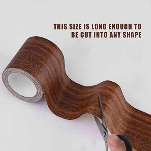 AIEX 1pc Wood Grain Repair Tape, 2.24x180inch Adhesive Wood Grain Repair Patch for Tables, Chairs, Baseboards, Doors (Dark Brown)