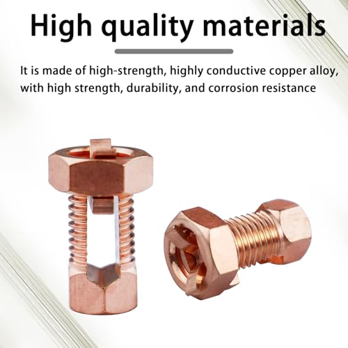 Copper Split Bolt Connectors 6 Pack - Ground Wire Clamps for 6-8 AWG Copper Wires