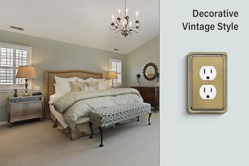 Henne Bery Single Duplex Antique Brass Wall Plate - 2 Pack Decorative Switch Cover