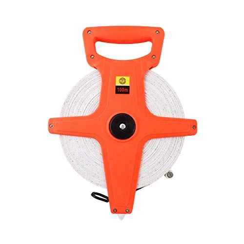 QWORK Tape Measure, 1/2" x 330' Open Reel Dual Sided Fiberglass Tape Measure for Engineer, Yard and Field, Measuring Tape