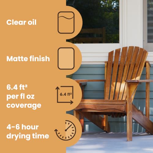 Furniture Clinic Teak Oil 17 Fl Oz - Protect & Restore Indoor & Outdoor Wood Furniture