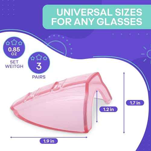 3-Pack Safety Glasses Side Shields - Transparent Pink Side Shields for Glasses, Flexible and Durable Plastic, Modern Design and Easy to Clip-On, Good for Construction, Woodworking, and Metalworking