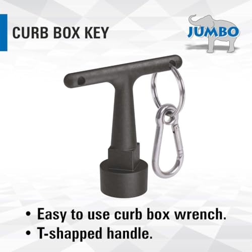JUMBO Curb Box Key Wrench, Water Valve Shut Off Tool, T-Handle Pentagon Socket with Anti-Loss Keychain