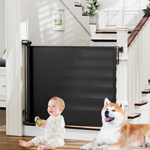 PRObebi Retractable Baby & Pet Gate Black 34" Tall x 54" Wide - No Trip Hazard