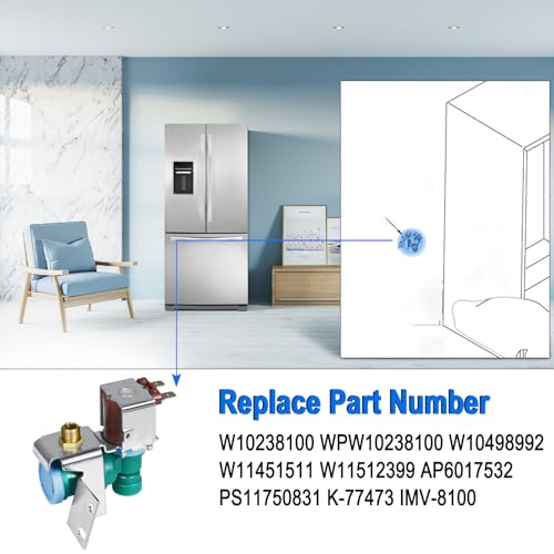 Refrigerator Water Inlet Valve W10238100 WPW10238100 IMV-8100 1/4in