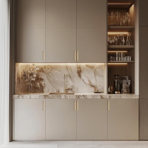 Ravinte Champagne Bronze 5 Inch Square Kitchen Cabinet Handles 10 Pack