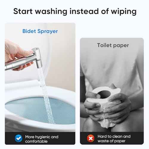 Arofa Handheld Toilet Bidet Sprayer for Toilet-Adjustable Water Pressure Control with Bidet Hose for Feminine Wash, Stainless Steel Brushed Nickel Bidet Faucet Cloth Diaper for Baby Wash