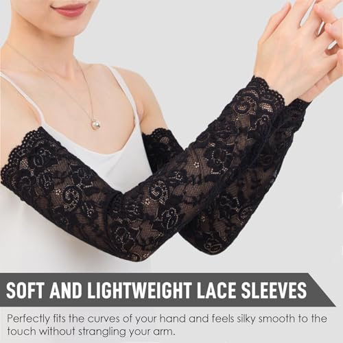 Lace Arm Sleeves For Women Wedding Sleeve, Floral Long Fingerless Lace Gloves for Bridal Party Prom Costume