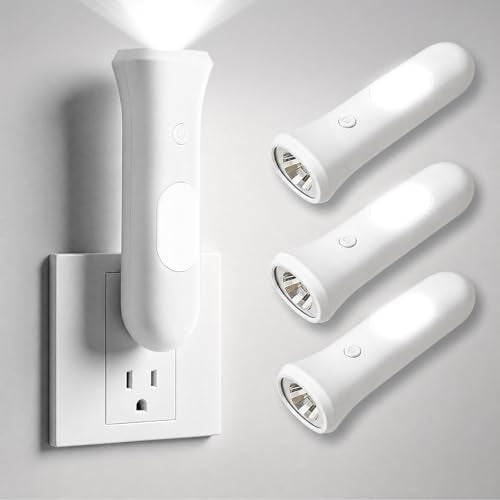 ROSSEX White 4-in-1 Emergency Wall Night Light & Flashlight 3-Pack
