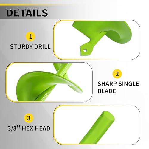 Auger Drill Bit for Planting 1.6"x16.5" Garden Spiral Drill Bit,Heavy-Duty Bulb Auger, Post Hole Digger for 3/8¡± Hex Driver Drill Solid Shaft