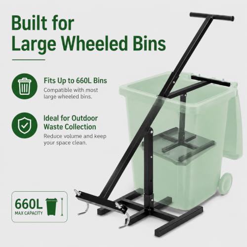 Manual Trash Can Compactor Tool for 32-170 Gallon Waste Bins - 1Pc