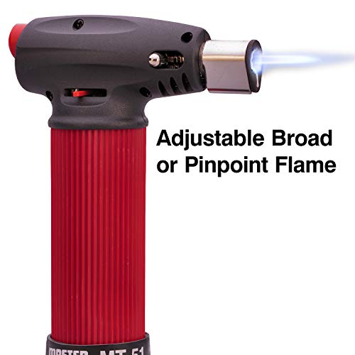 Master Appliance MT-51 Professional Butane Torch Lighter, Hand Held Torch Lighter, Adjustable Flame Mini Blow Torch, Refillable with Butane Fuel for Soldering, Electrical Connectors, Kitchen, Cooking
