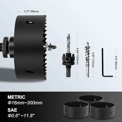 1-3/16" | 30mm Hole Saws with Heavy Duty Arbor HSS Bi-Metal Hole Cutter Drill Bit for Wood Cornhole Boards Plastic Drywall Metal Fiberboard(Black)