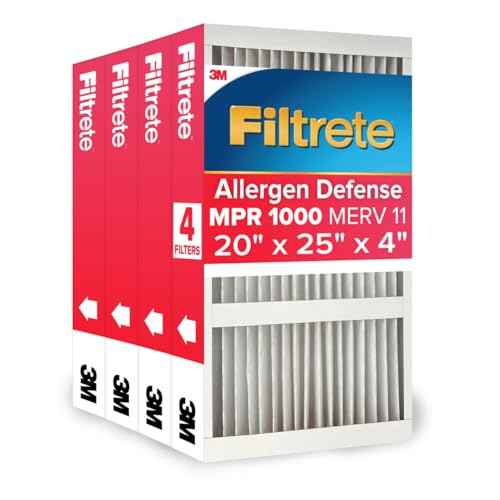 Filtrete 20x25x4 AC Furnace Air Filter, MPR 1000, MERV 11, Fits Honeywell & AprilAire Space-Gard, Allergen Defense, Electrostatic Air Cleaning Filter, 4-Pack (actual size 19.88 x 24.63 x 4.31)
