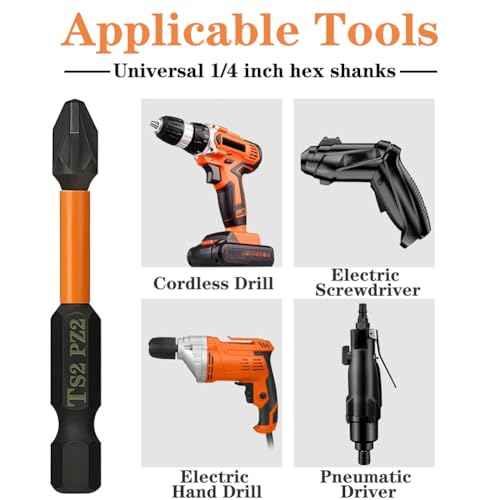 10PCS Magnetic PZ2 Pozi Screwdriver Bit Set Quick Release 1/4 Inch Hex Shank Pozidriv #2 Drill Bits S2 Alloy Steel Impact Driver Bit for Power Drilling (2 Inch Length)