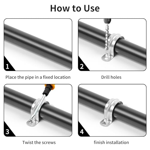 30 PCS 1 Inch Reinforced Rigid Pipe Strap,2 Holes U Bracket Cable Clamp Hanger,Zinc Coated Tension Tube Clip,Conduits Strap Clamps for Pipe Fixing on Various Surfaces,30 PCS(25 mm)