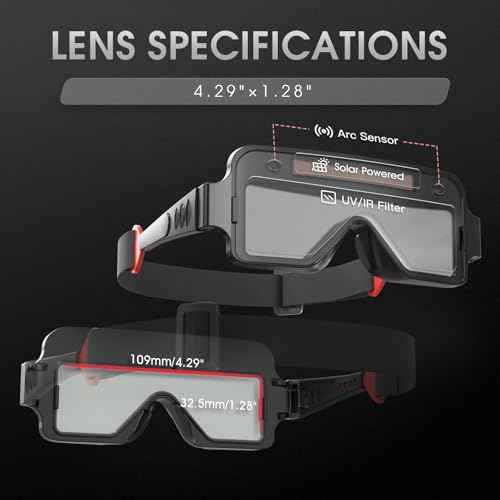 YESWELDER True Color Solar Powered Auto Darkening Welding Goggles, 2 Sensors Welder Glasses for TIG MIG MMA Plasma