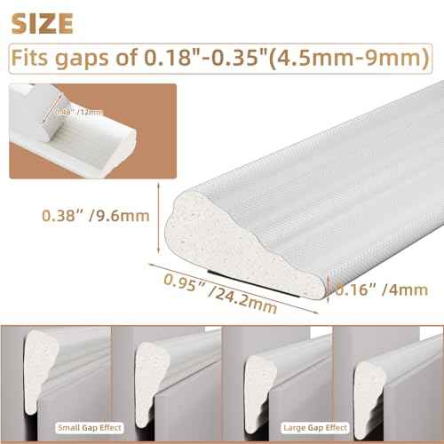 118¡± Wedge-Shape Foam Window Weather Stripping Door Seal Strip,Soundproofing Frame Winter Insulation Tape for Exterior Front Door,Noise Cancelling Window Inserts,Door Gap Filler Light Blocker,White