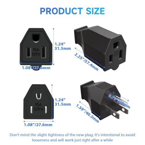 2 Sets Extension Cord Replacement Ends Male and Female 3 Prong Plug 125V 15A YY034