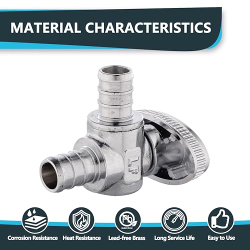 (Pack of 20) Seelink Pex Crimp 1/4 Turn Angle Stop Valve, 1/2" Pex Barb Crimp (F1807), Chrome Plated Brass(VALVE102-20Pack)
