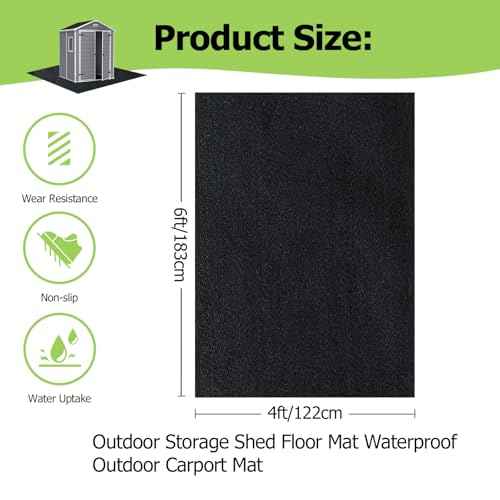 Outdoor Storage Shed Floor Mat, 6 * 4FT Waterproof Washable Garden Flooring Pad with Non Slip Backing, Soft Furniture Patio Covering Carport dust Oil Mat-Tool Shed, Storage Shed Not Included