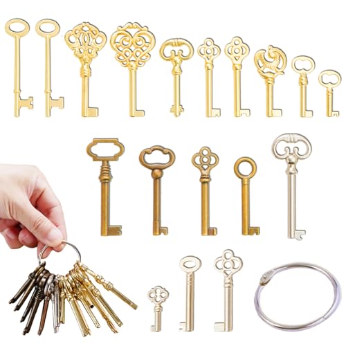 18 Pack Universal Skeleton Keys for Antique Furniture Locks - High-Quality Zinc Alloy